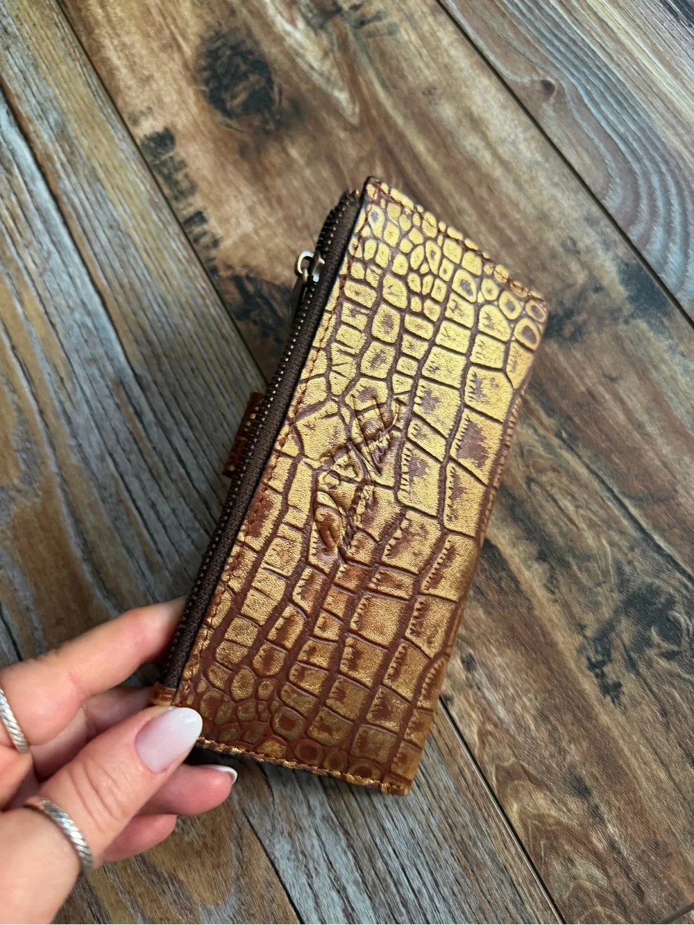Patricia Nash Gold Croc-Embossed Phone Case Wallet
